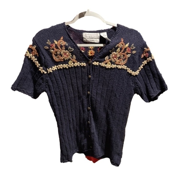 Portraits By Northern Isles RARE Embroidered Vintage Sweater - Picture 5 of 8